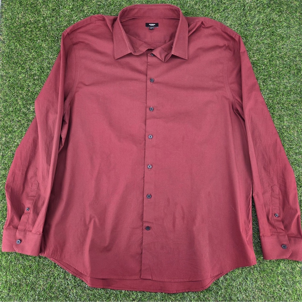 Men's Express Slim 1MX Rust Color Button Down Shirt, Size XL